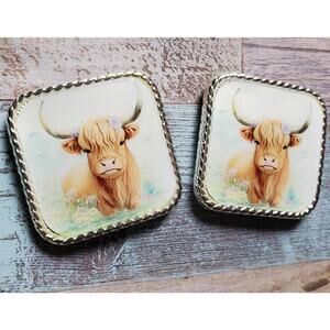 Unique, highland cow concho, western tack, saddle concho, concho for leather